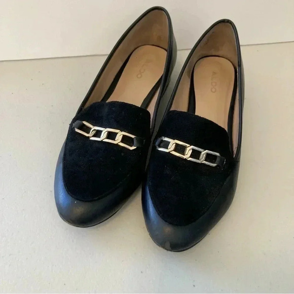 Aldo women's black leather point toe‎ slip on flats size 8 - Picture 5 of 16